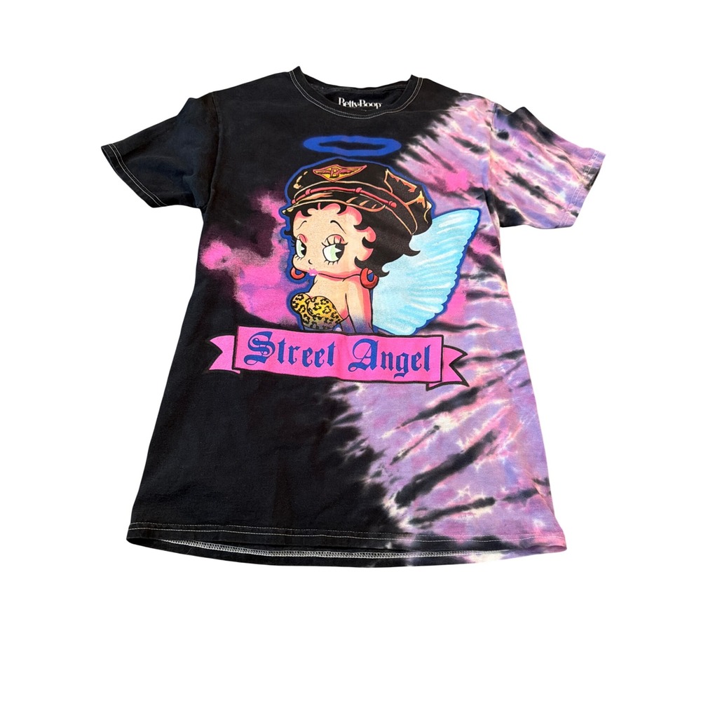 Betty Boop Street Angel Tie Dye Graphic T-Shirt Mens Small Black Purple Pink